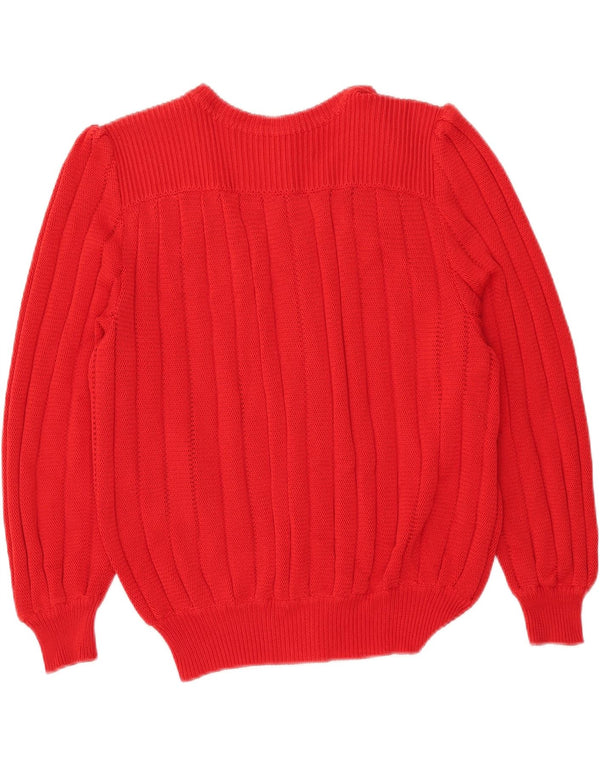 Maglione cardigan da donna vintage IT 46 grande cotone rosso