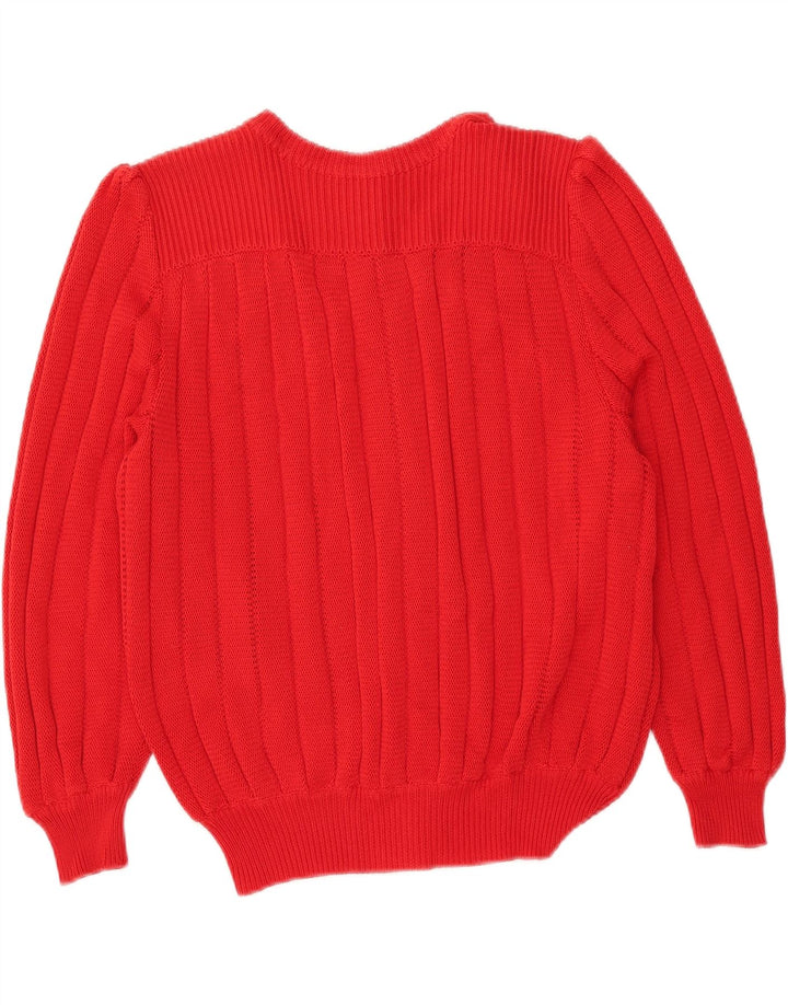 Maglione cardigan da donna vintage IT 46 grande cotone rosso