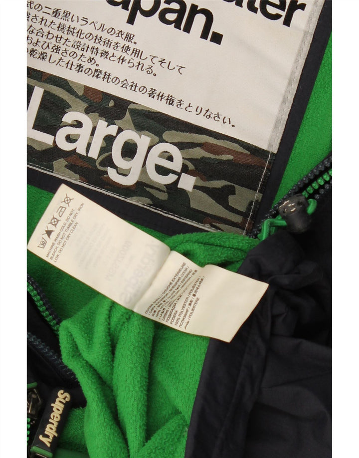 Giacca a vento con cappuccio da donna SUPERDRY UK 16 grande poliestere blu navy