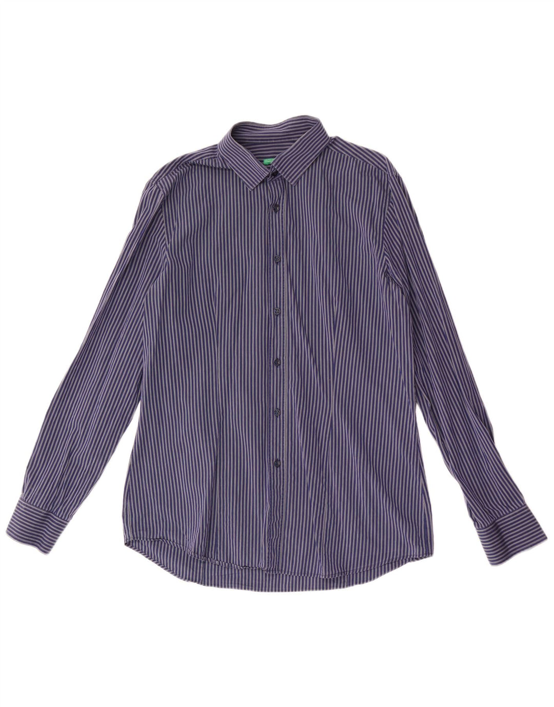 Camicia Uomo BENETTON Gessato Medio Blu Navy