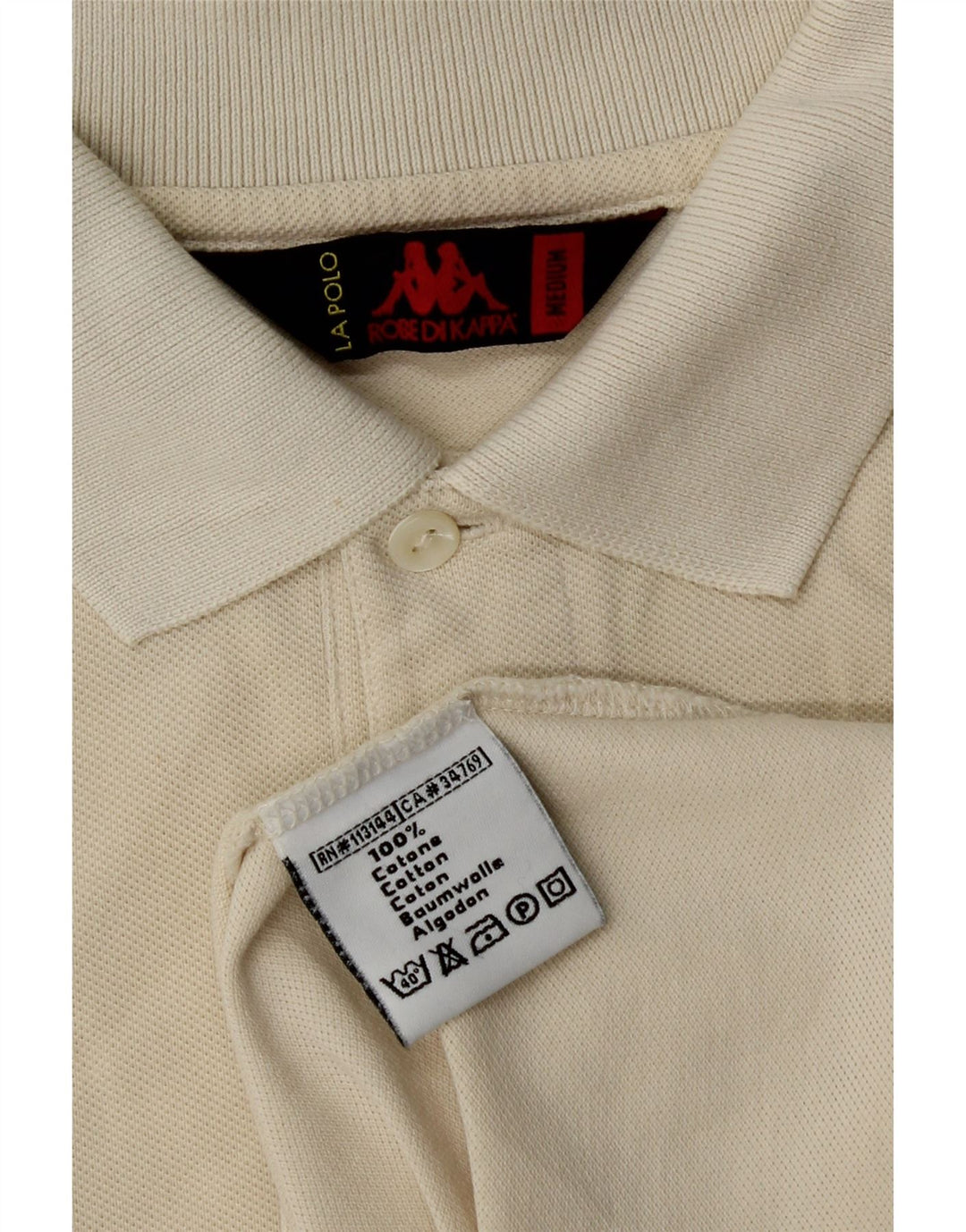 Polo Kappa da uomo in cotone bianco sporco medio