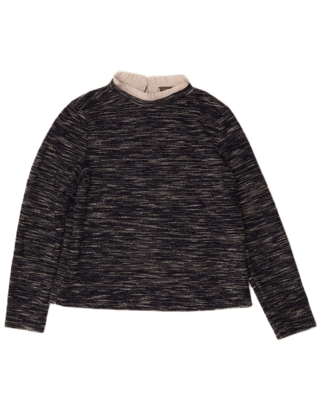 Top camicetta a maniche lunghe da donna Oasis UK 14 medio blu navy screziato