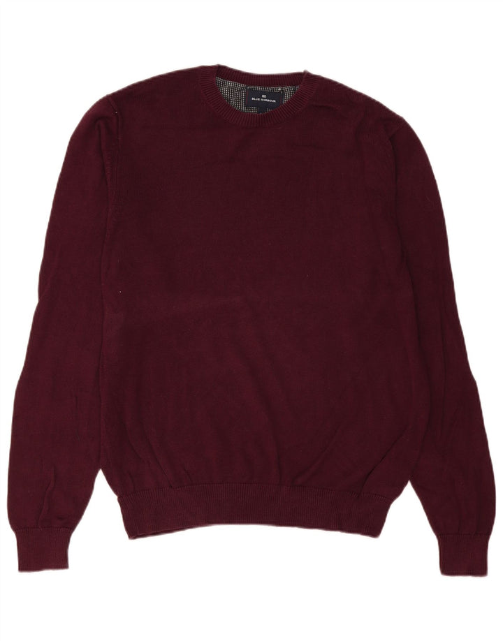 Maglione maglione girocollo da uomo Marks & Spencer in cotone bordeaux medio