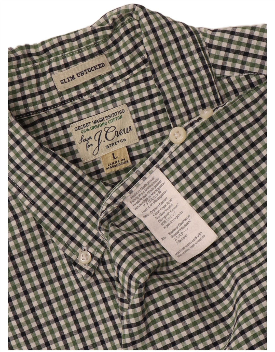 J. CREW Camicia slim da uomo grande in cotone a quadretti verde
