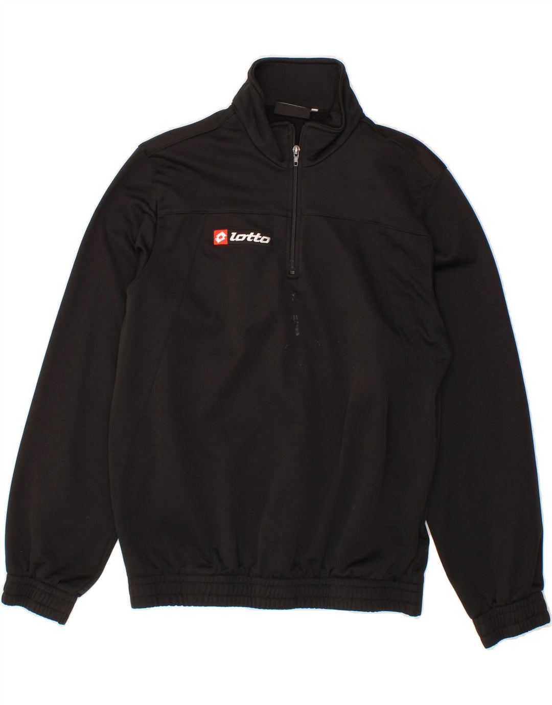 LOTTO Mens Graphic Zip Neck Sweatshirt Jumper Medium Black Vintage Lotto and Second-Hand Lotto from Messina Hembry 