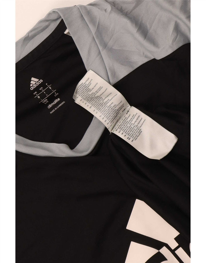 Adidas Uomo Climalite Graphic T-shirt Top Large Nero Colourblock Poliestere