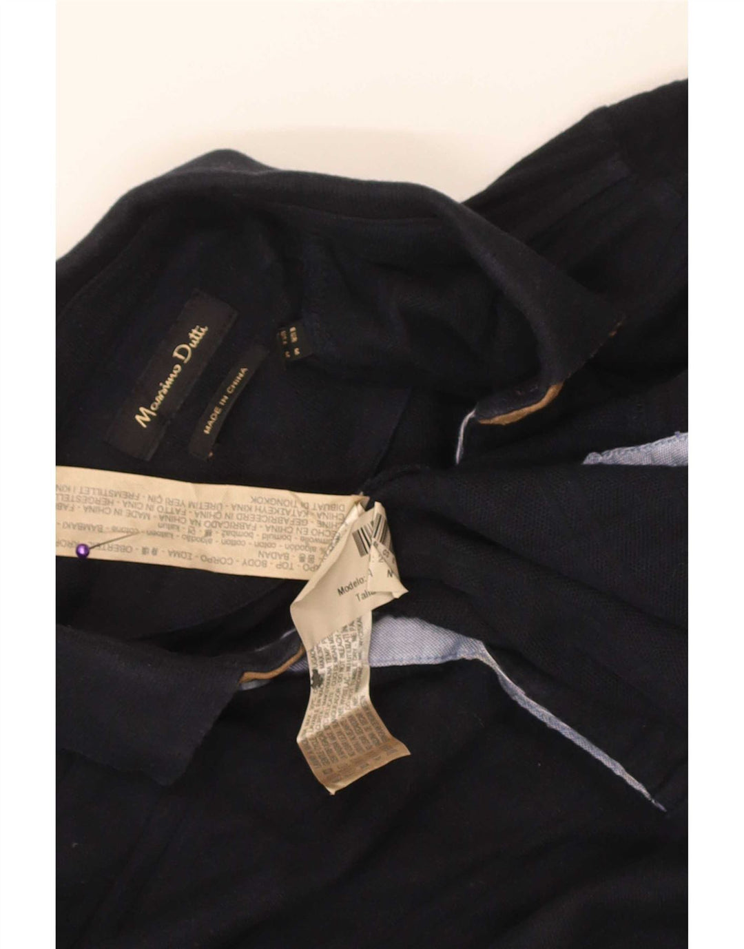 Polo da uomo a maniche lunghe Massimo Dutti in cotone blu navy medio