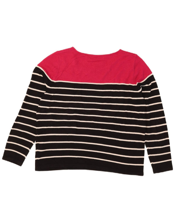 Maglione maglione con scollo a barca da donna Marks & Spencer UK 16 grandi righe nere