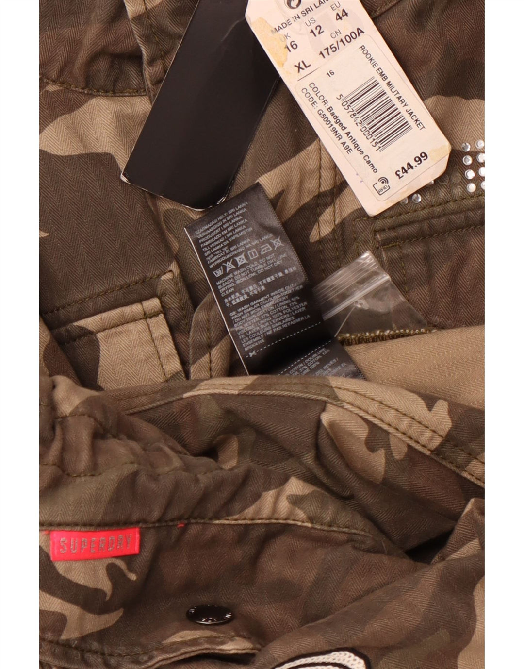 Giacca militare grafica da donna SUPERDRY UK 16 Large Green Camouflage