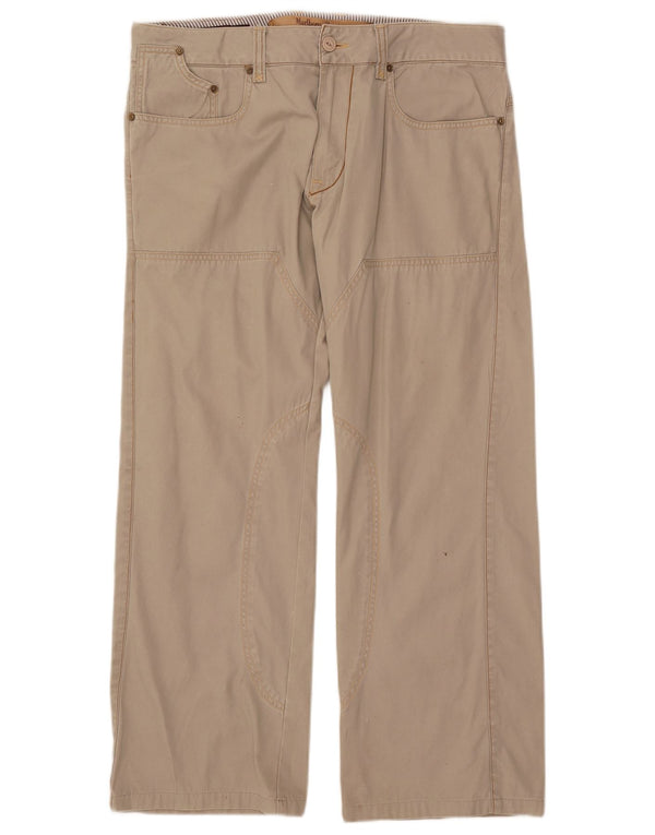 Pantaloni casual dritti da uomo Marlboro Classics W34 L28 in cotone beige