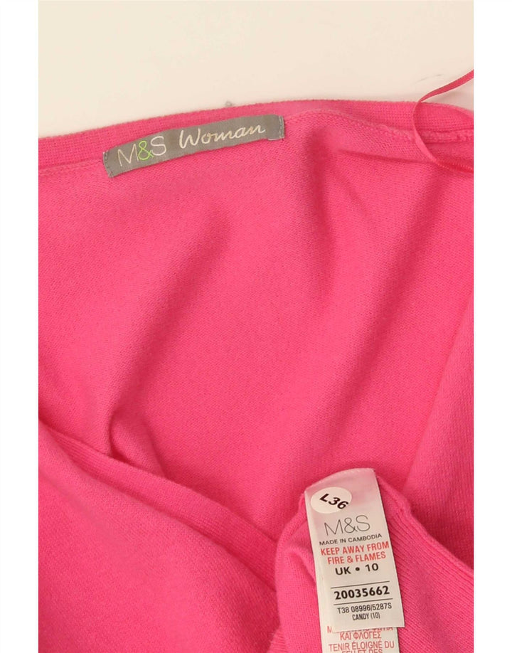 Maglione cardigan da donna Marks & Spencer UK 10 piccolo cotone rosa