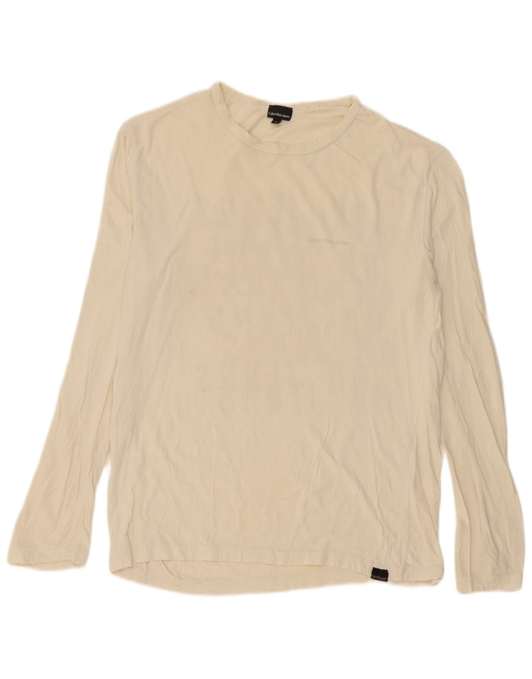 Calvin Klein Jeans Top grafico da uomo a maniche lunghe in cotone beige medio