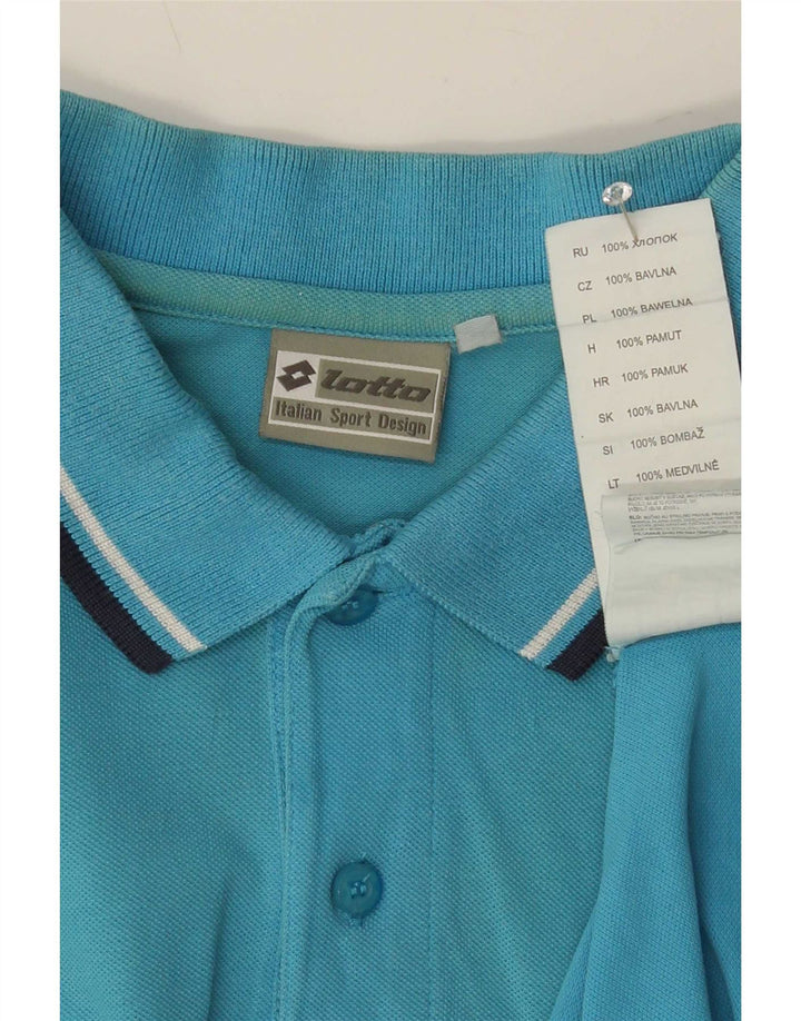 Polo da uomo Lotto in cotone rigato blu medio