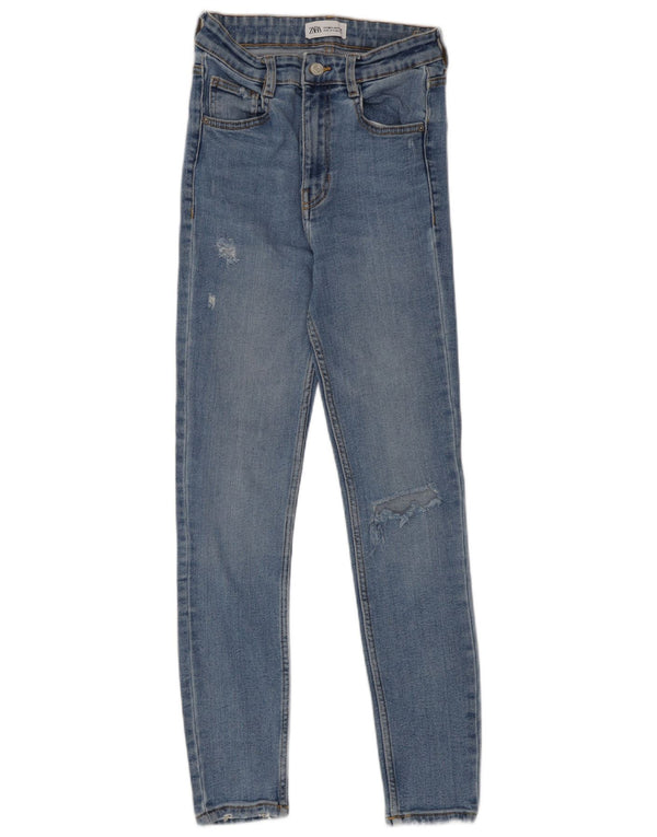 Jeans skinny effetto invecchiato da donna Zara EU 36 XS W26 L26 Blu