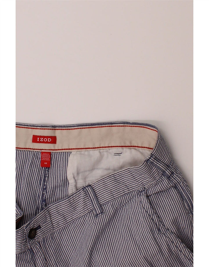 IZOD Mens Chino Shorts W40 XL Blue Striped Cotton Vintage Izod and Second-Hand Izod from Messina Hembry 
