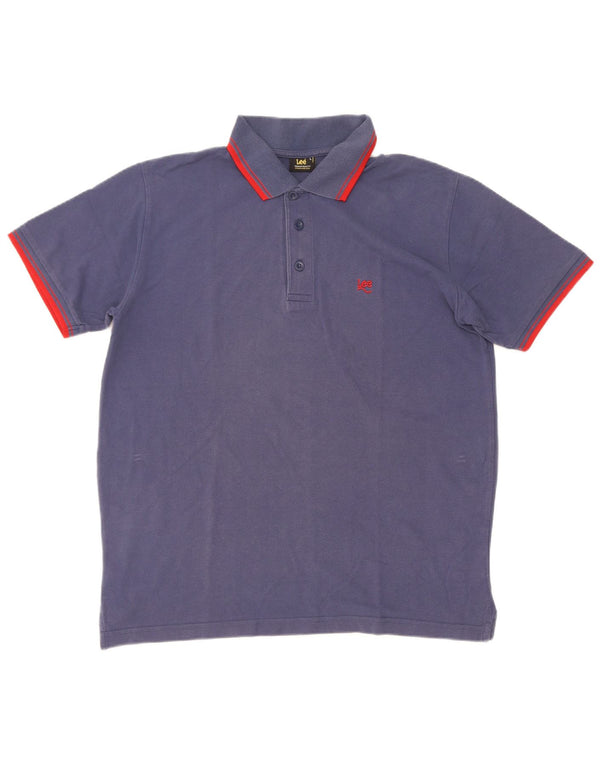 Lee Mens Polo Shirt Large Blue Cotton