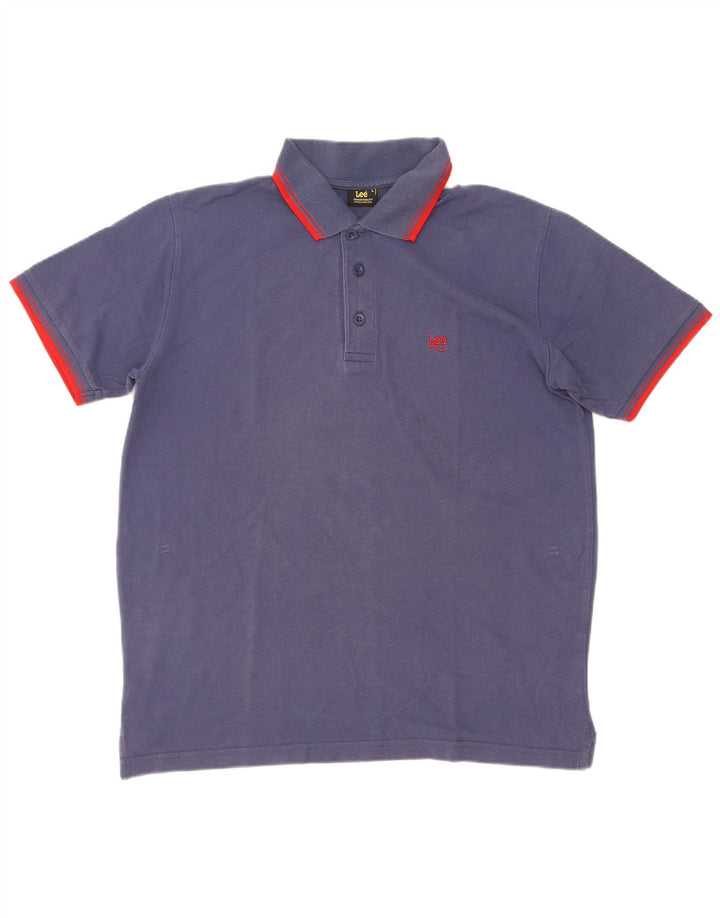 Polo da uomo Lee grande in cotone blu