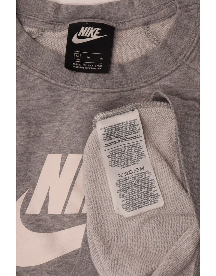 Felpa con grafica Nike da donna, maglione UK 14, cotone chiazzato grigio medio