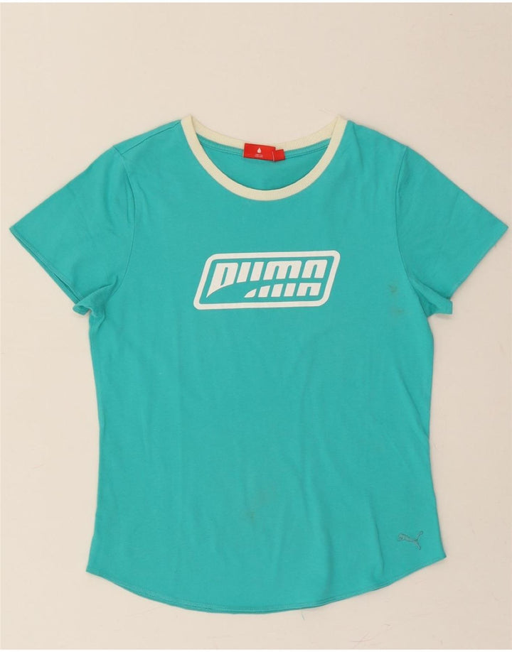PUMA Womens Graphic T-Shirt Top UK 14 Medium  Turquoise Vintage Puma and Second-Hand Puma from Messina Hembry 