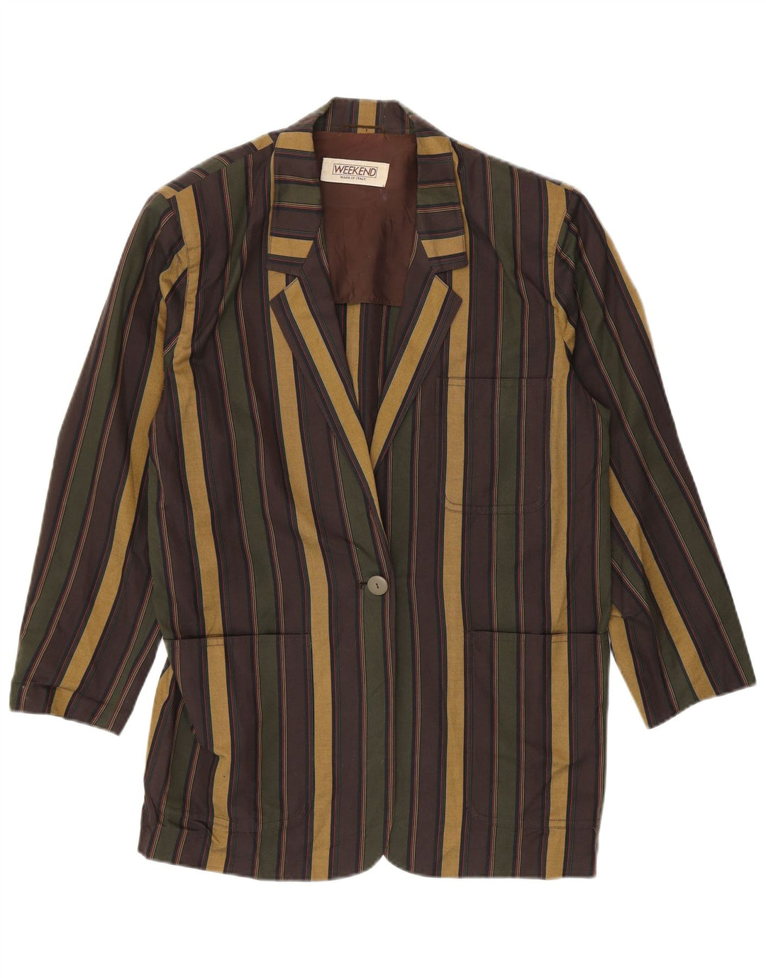 Giacca blazer da donna a 1 bottone del weekend UK 14 grande a righe multicolore