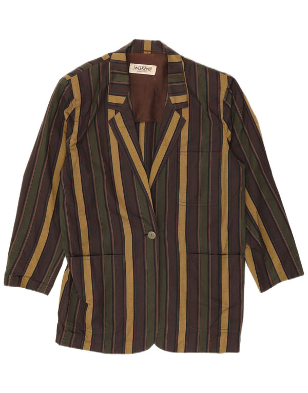 Giacca blazer da donna a 1 bottone del weekend UK 14 grande a righe multicolore