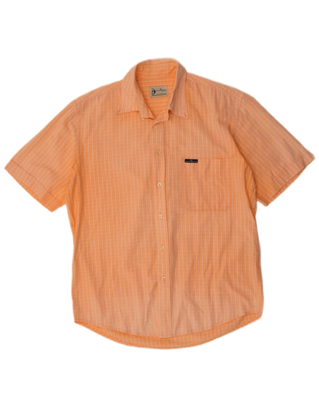 SERGIO TACCHINI Camicia da uomo a maniche corte in cotone a quadri arancio medio