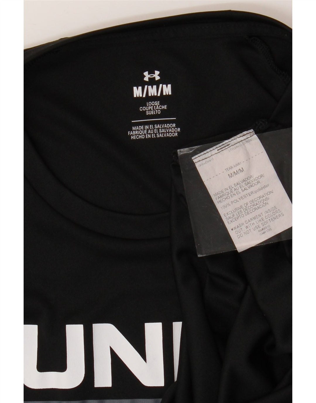 T-shirt grafica da uomo Under Armour Top in poliestere nero medio
