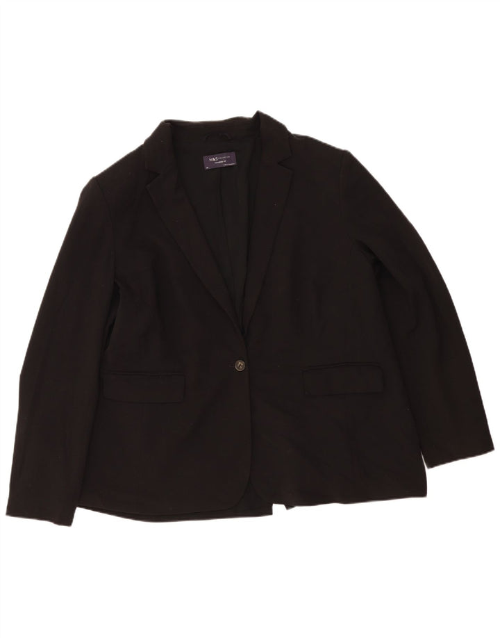 Giacca blazer da donna a 1 bottone su misura Marks & Spencer UK 20 2XL Nera