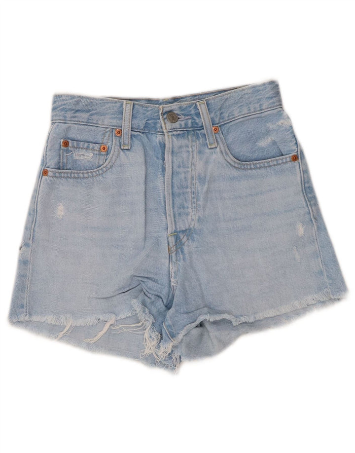 Pantaloncini di jeans invecchiati Ribcage da donna Levi's W24 XS cotone blu