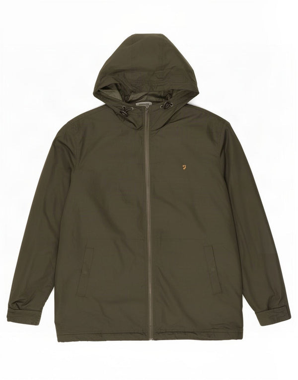 Giacca antipioggia da uomo con cappuccio Farah UK 40 Large Verde
