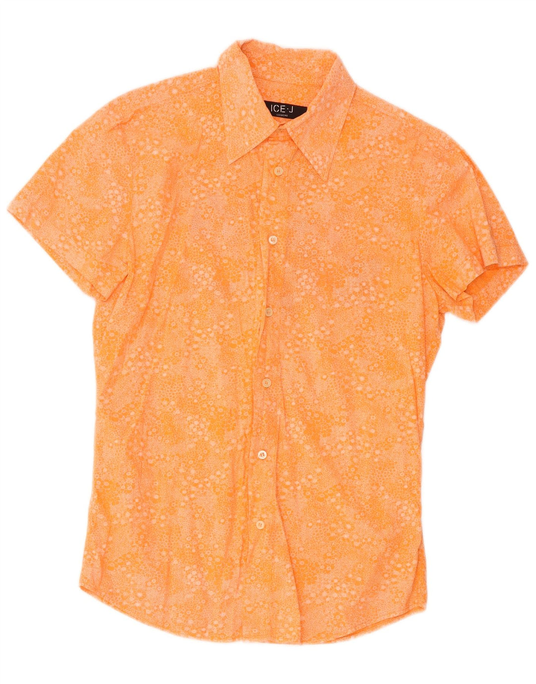 Camicia a maniche corte grafica da uomo Iceberg in cotone floreale arancione medio