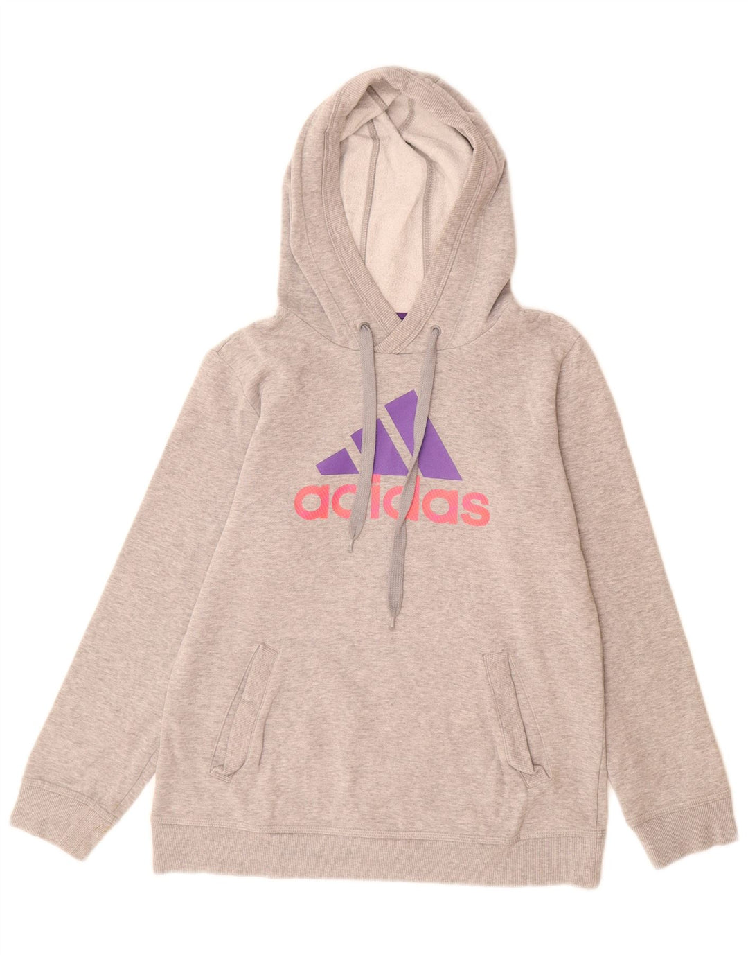 Felpa con cappuccio grafica da donna Adidas UK 12 Grigio medio