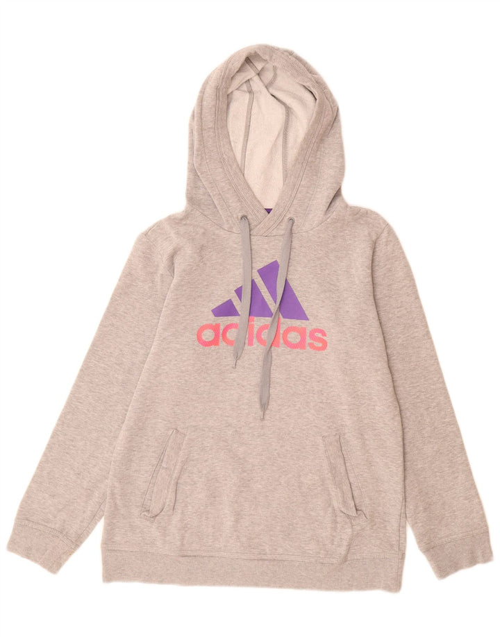 Felpa con cappuccio grafica da donna Adidas UK 12 Grigio medio