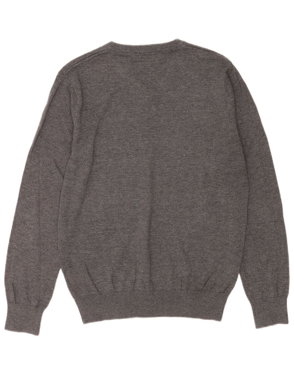 Maglione da uomo con scollo a V Calvin Klein in cotone screziato grigio medio
