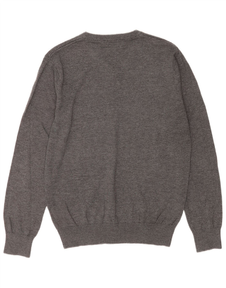 Maglione da uomo con scollo a V Calvin Klein in cotone screziato grigio medio