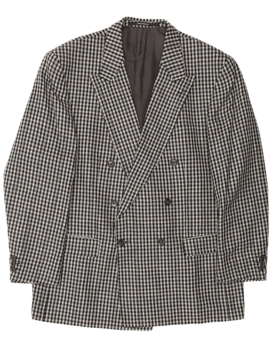 Giacca blazer doppiopetto da uomo VINTAGE EU 56 3XL nera a spina di pesce