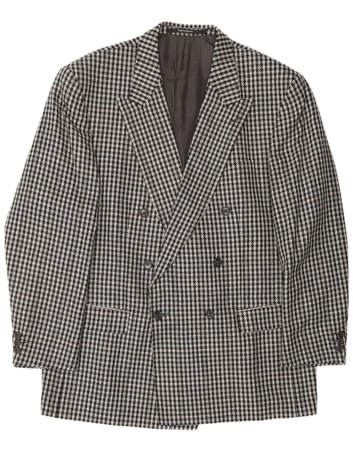 Giacca blazer doppiopetto da uomo VINTAGE EU 56 3XL nera a spina di pesce
