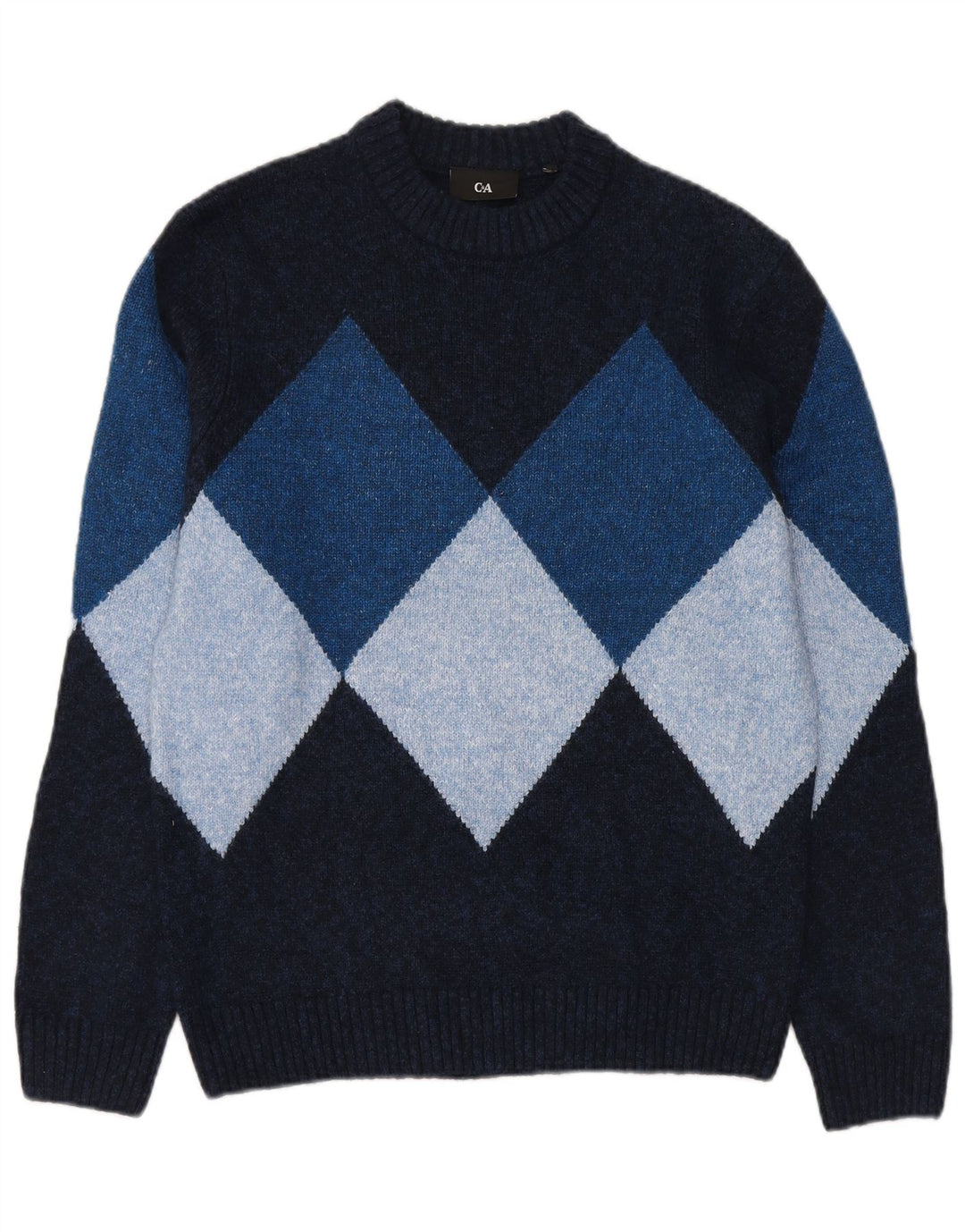 C&A Maglione da uomo girocollo piccolo maglione blu navy a rombi/diamante