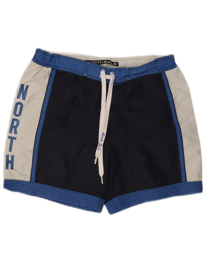 Pantaloncini da bagno grafici da uomo North Sails color block medio blu navy