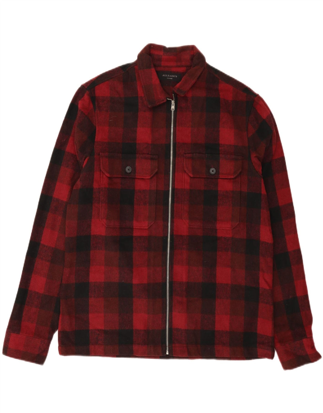 ALL SAINTS Camicia da uomo in flanella XL Poliestere a quadretti rosso