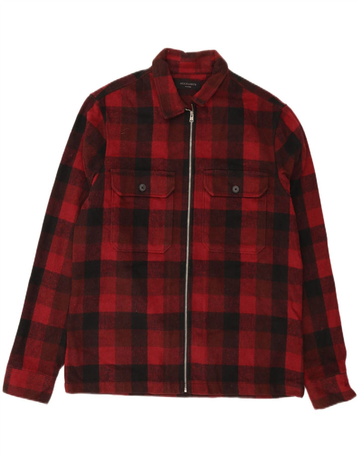 ALL SAINTS Camicia da uomo in flanella XL Poliestere a quadretti rosso