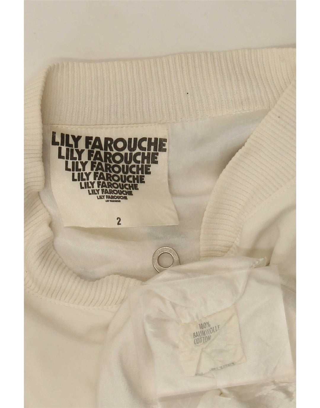 Giubbotto bomber oversize con grafica da donna Lily Farouche US 2 XS Bianco Paisley