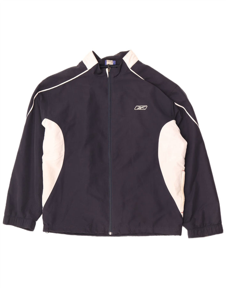 Giacca da ginnastica da uomo Reebok grande in poliestere color block blu navy