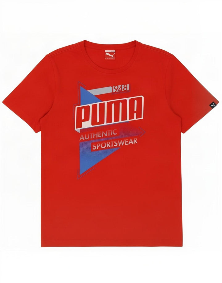 T-shirt grafica da uomo Puma Top in cotone rosso medio