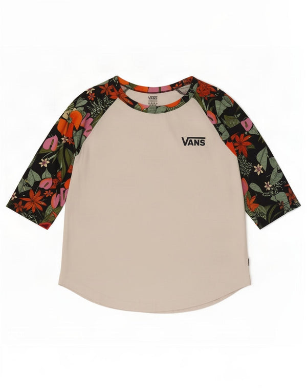 Top da donna Vans manica 3/4 UK 12 cotone floreale bianco medio