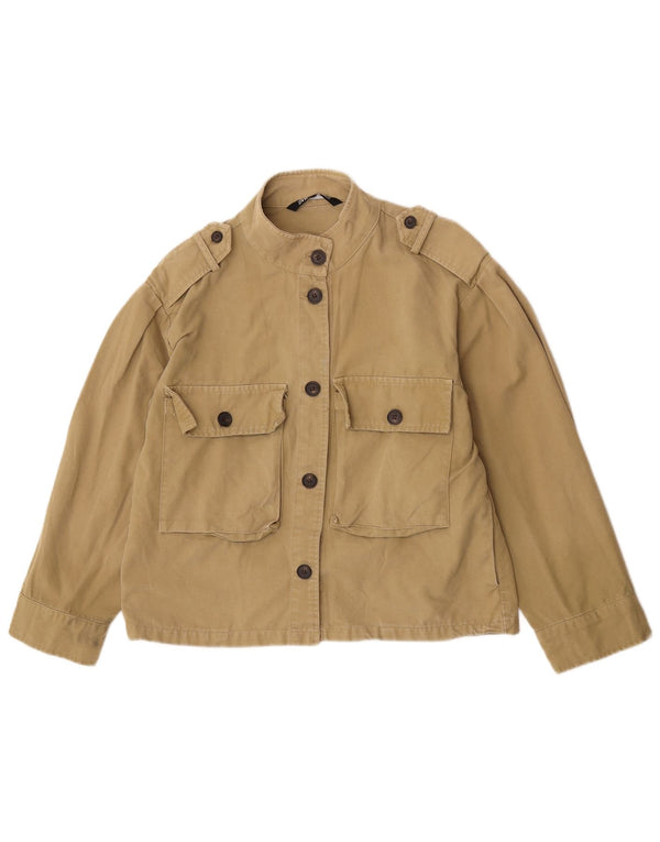 Giacca militare oversize da donna Zara UK 10 piccola in cotone kaki