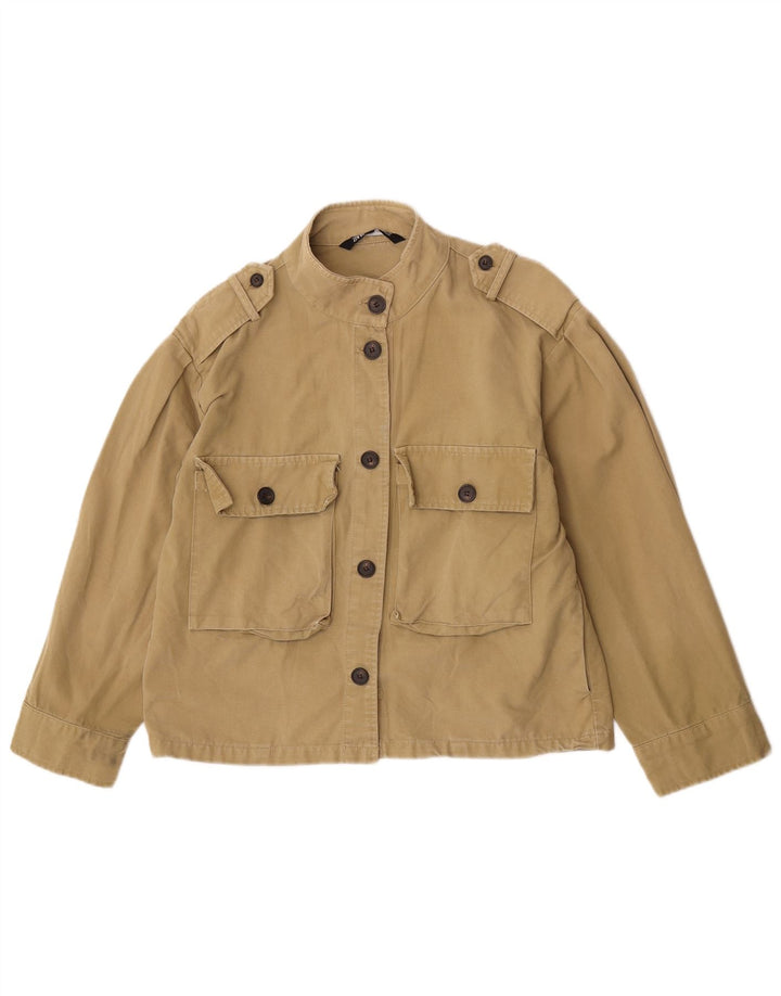 Giacca militare oversize da donna Zara UK 10 piccola in cotone kaki