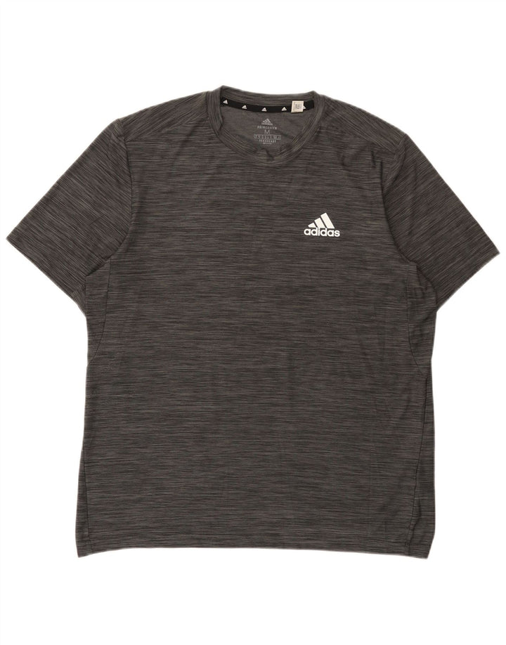 T-shirt Adidas Aeroready da uomo in poliestere chiazzato grigio medio