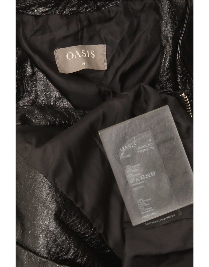 Giacca da motociclista in ecopelle corta da donna Oasis UK 12 poliuretano nero medio