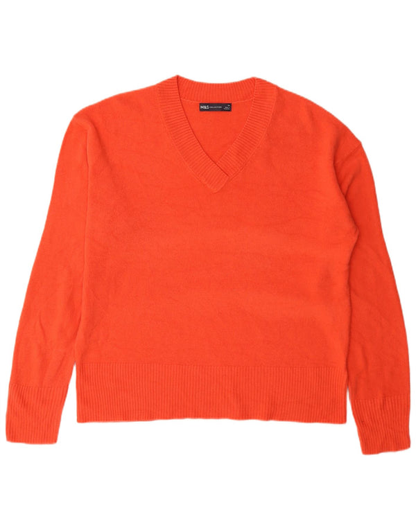Maglione da donna con scollo a V Marks & Spencer UK 16 Large Acrilico arancione